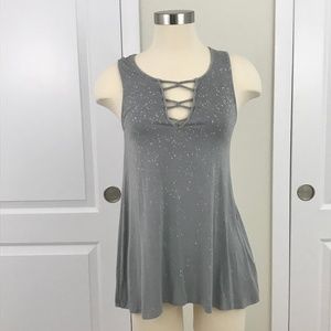 American Eagle Soft and Sexy Gray Splattered Tank